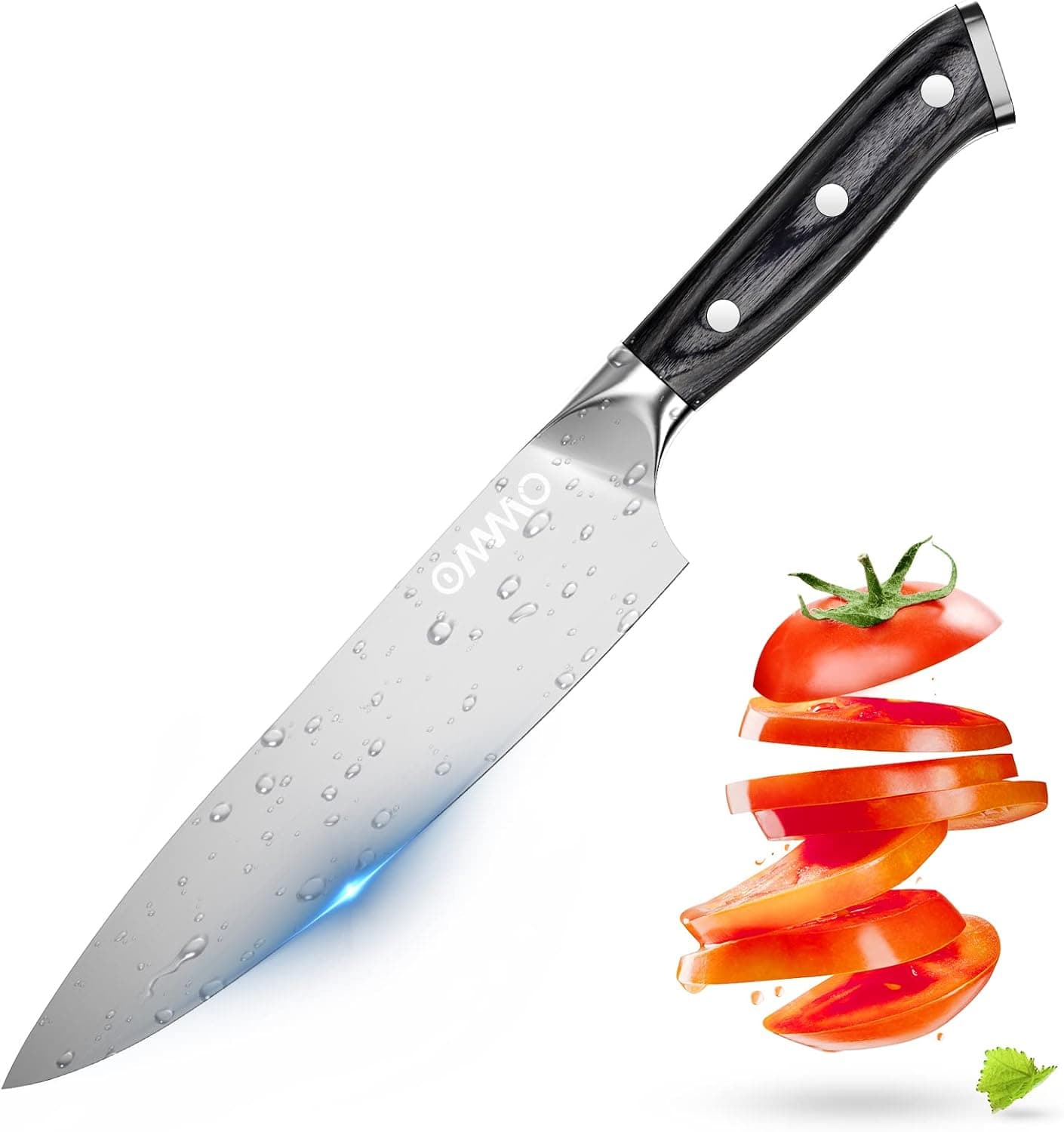 OMMO Knife Chefs Knife 8inch Multifunctional Kitchen Knife, 5Cr15Mov Steel Chef Knives Meat Knife with Ergonomic Handle and Gift Box for Family&Restaurant