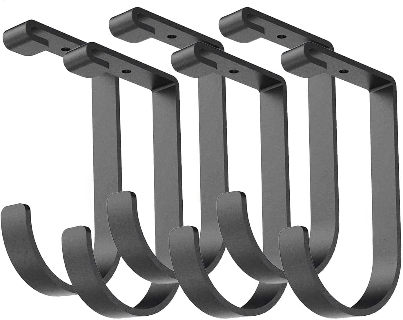 Add-On Storage Hook Accessory for Ceiling Rack and Wall Shelving, Overhead Garage Storage Rack Hooks, Heavy Duty Hanging Bike Flat Hooks (Flat Hook x 6 Pcs, Black)