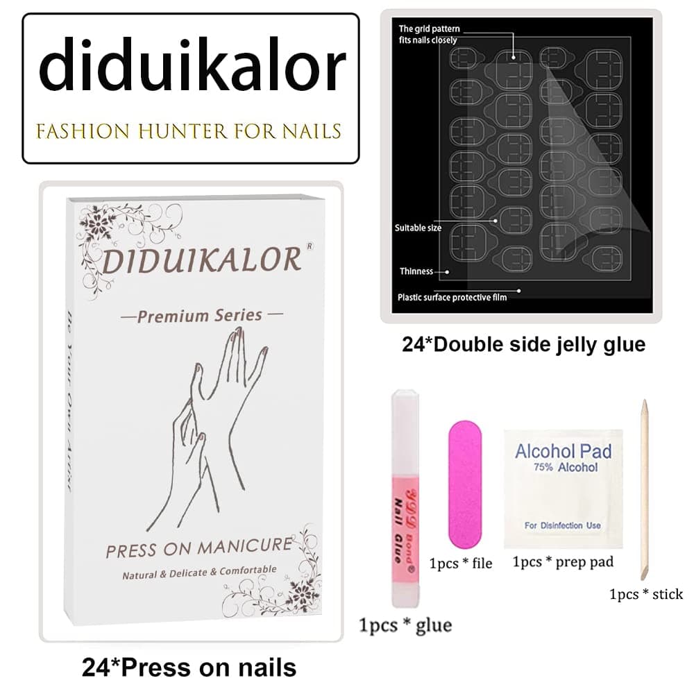 diduikalor Valentine’s Day Press on Nails Short French Tip Fake Nails Heart with Design Pink Glue on Nails Glossy Acrylic False Nails Square Artificial Stick on Nails Full Cover Static Nails for Women 24Pcs