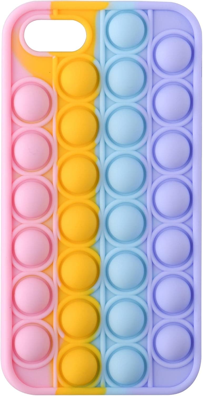 JARCOLD Push Fidget Phone Case for iPhone 6/6s/7/8/SE 2020, Fidget Bubble Toy Phone Case, Silicone Release Stress Shockproof Cover for All Ages (Rainbow Color)