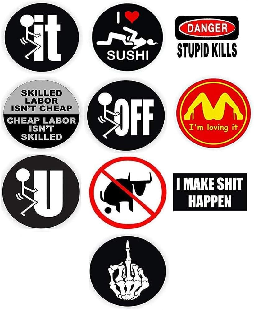 STICKER DAD Helmet Sticker BUNDLE 948 (10 Stickers Included) Full Color Printed by StickerDad® - Hard Hat, Helmet, Windows, Walls, Bumpers, Laptop, Lockers, etc.