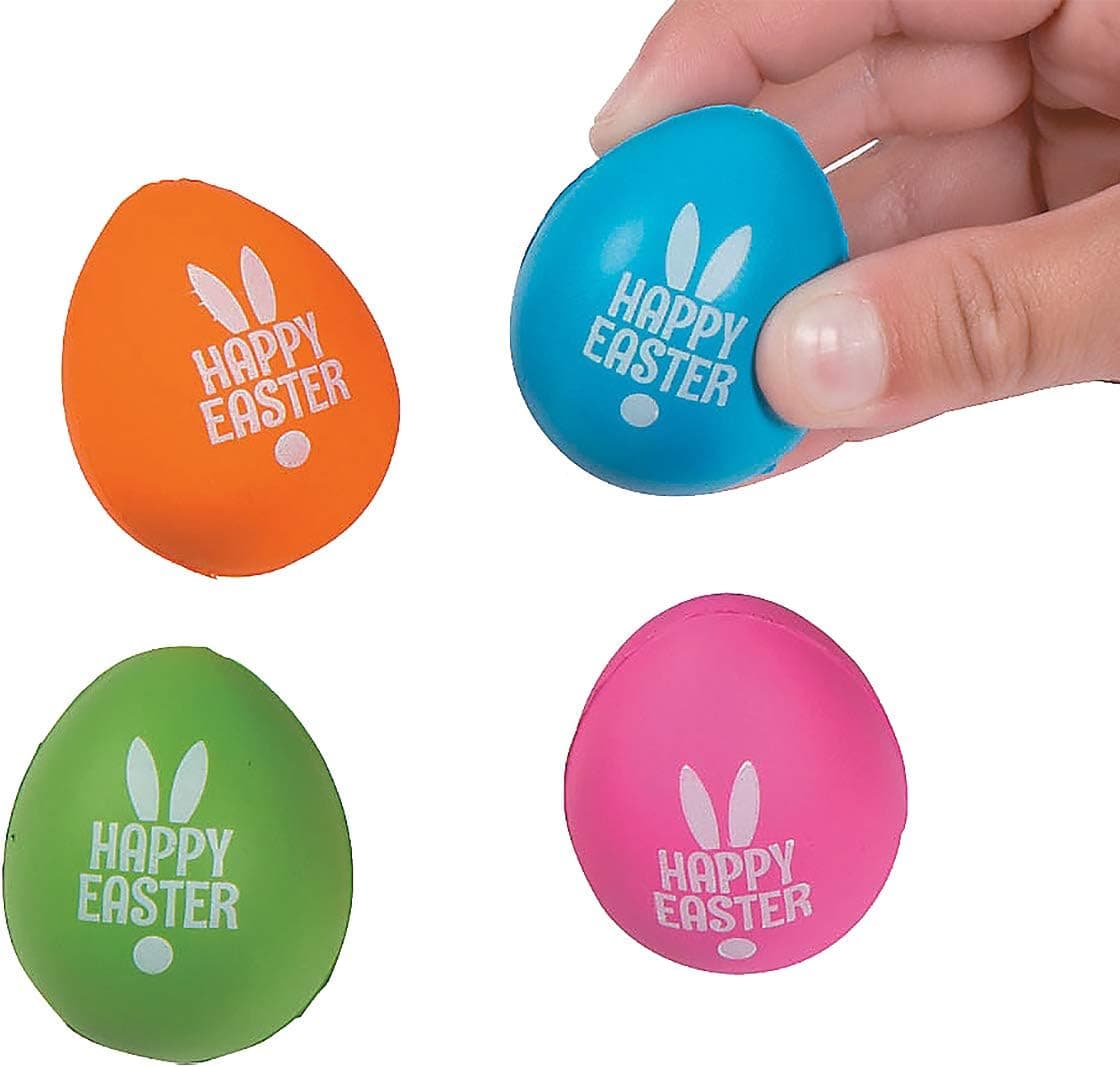 Easter Squish Toys Eggs, Easter Squish for Kids, Mini Egg Stress Ball Bulk (24 Pack) - 1.5" Fits in Easter Egg - Easter Egg Fillers Basket Stuffers Party Favor Egg Hunt Gifts for Girls Boys 1.5" by 4E's Novelty