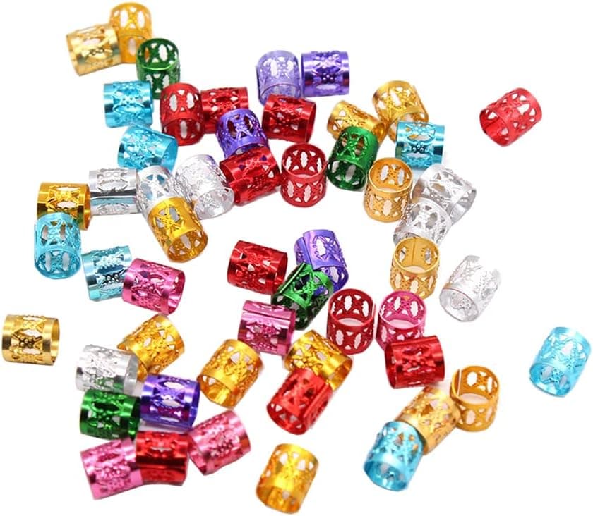 UUYYEO 100 Pcs Aluminum Dreadlocks Beads Adjustable Metal Hair Cuffs Hair Decorations Rings Clips Braiding Hair Jewelry