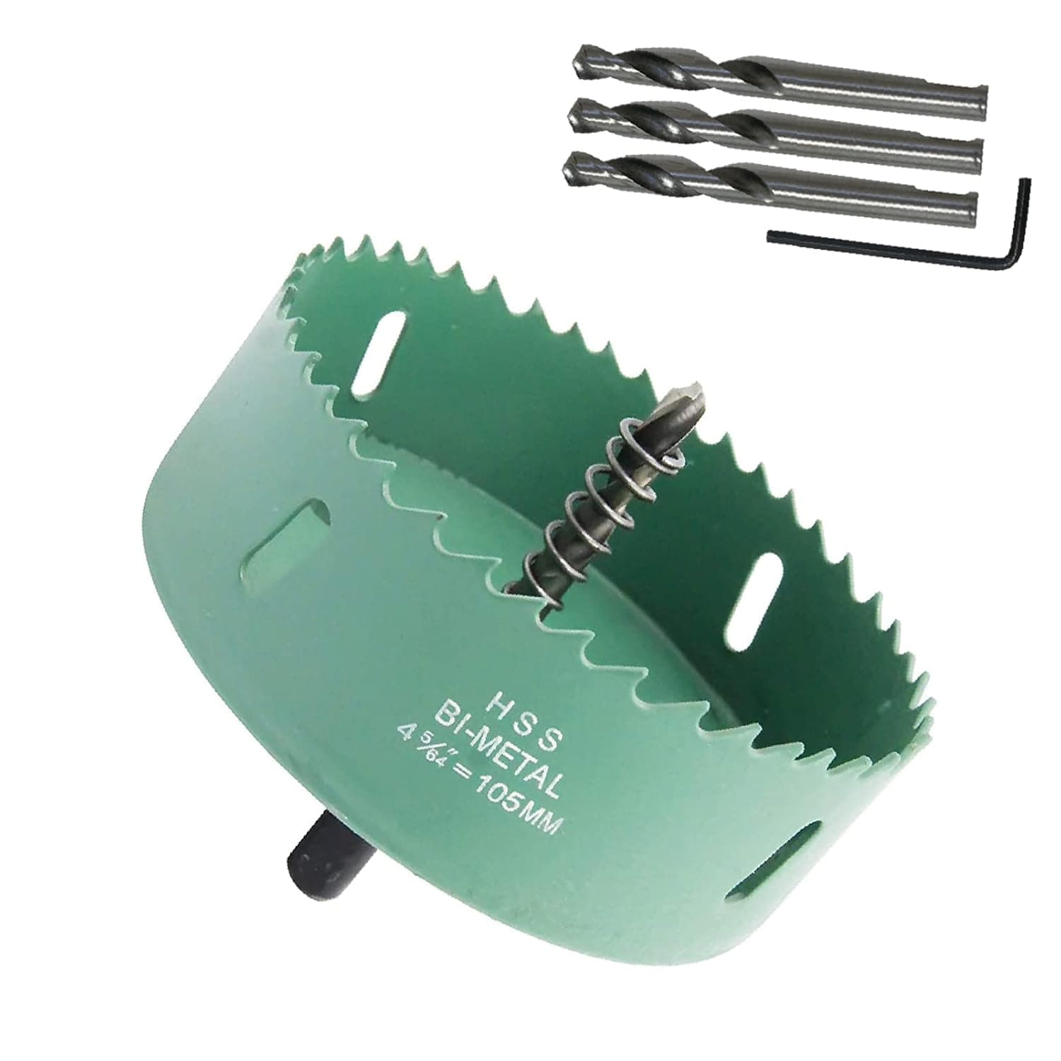 105MM Hole Saw with Heavy Duty Arbor, 36mm Cutting Depth HSS Bi-Metal Hole Cutter with Hex Shank Drill Bit Adapter for Wood, Plasterboard, PVC, Drywall, MDF