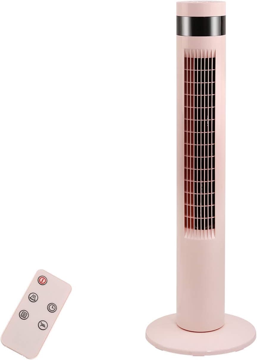 R.W.FLAME Tower Fan with Remote Control, Standing Fan for Office, Oscillating Fan for Home with Children/Pets/Elders,Time Settings,LCD Display,45W,Oscillation, 36" Pink