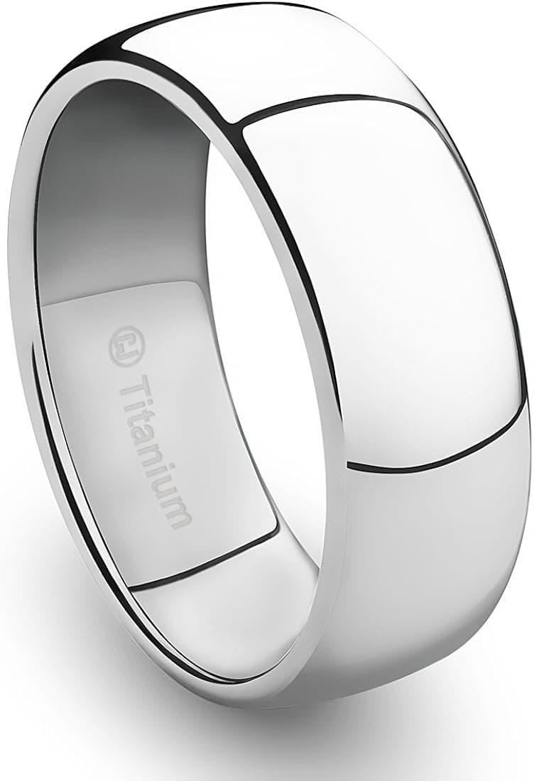 Cavalier Jewelers 8MM Titanium Platinum-Plated Ring Classic Wedding Band with Polished Finish