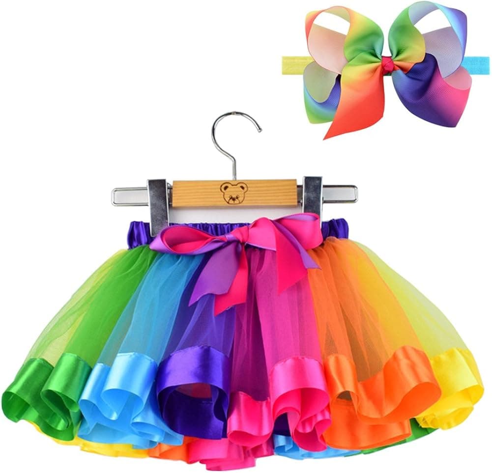 BGFKS LayeredTulle Rainbow Tutu Skirt for Newborn Baby Girls 1st Birthday Photography Outfit Sets.