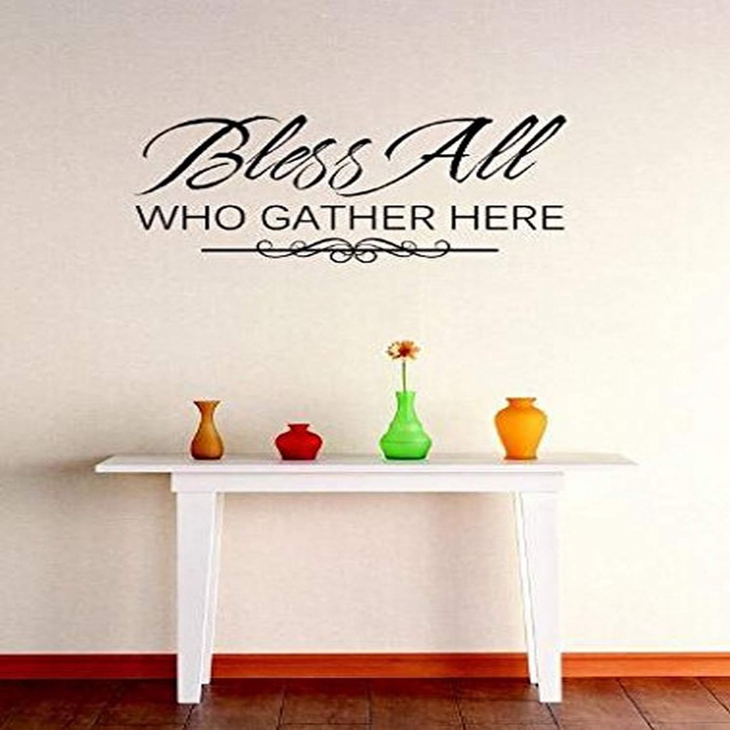 Design with Vinyl RE 2 C 2125 Bless All Who Gather Here Image Quote Vinyl Wall Decal Sticker, 14 x 28"