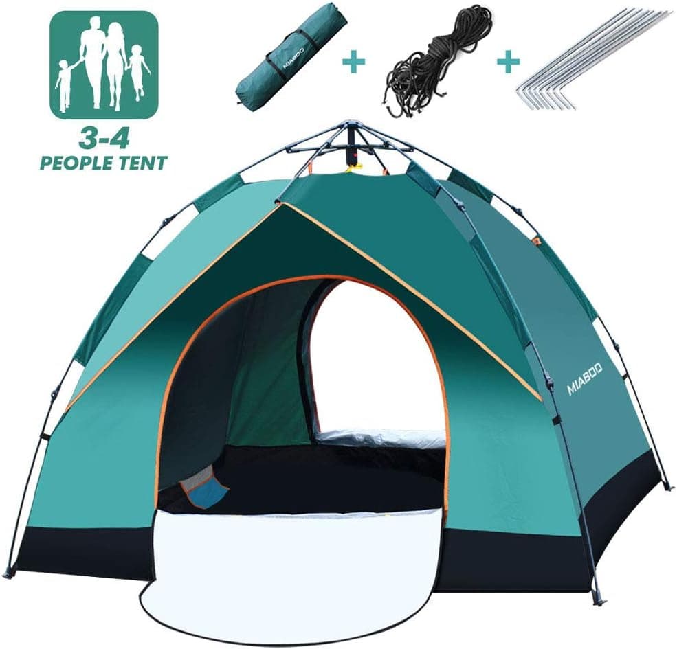 MIABOO Camping Tent 3-4 Person,Windbreak Automatic Pop Up Tent for Hiking Camping Outdoor with Carrying Bag