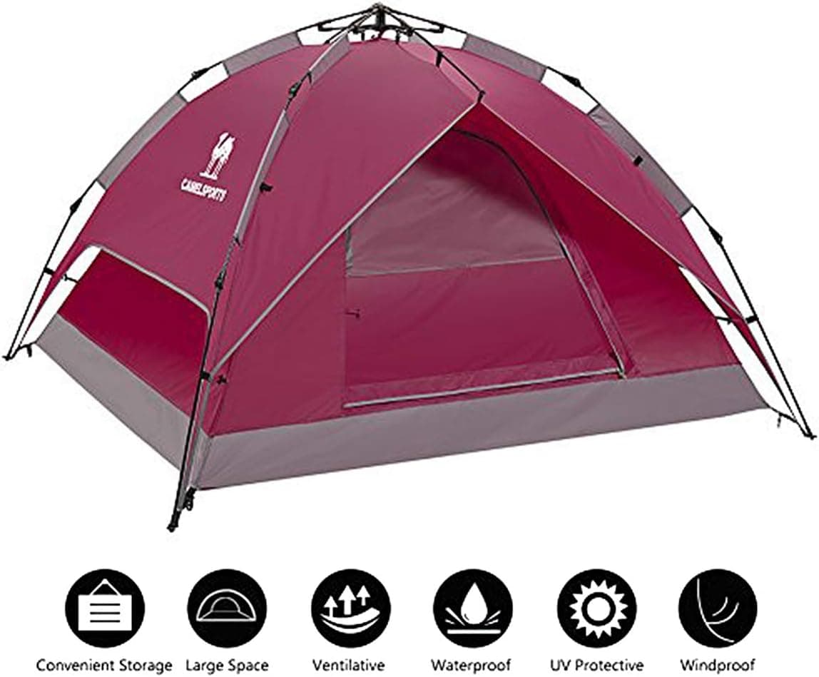 CAMEL CROWN 2-Person-Camping-Tents, Waterproof Windproof Tent with Front Hall, Aluminum Pole, Easy Set Up, Portable with Carry Bag, for All Seasons