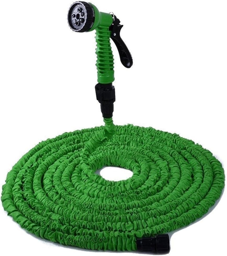Flexible Expandable Garden Hose,50FT Garden Hose,Yummy Sam Double Layer Latex Retractable Collapsible Garden Water Hose with 7 Functions Spray Nozzle,Expands to 3 Times Length (50Ft, Green) …