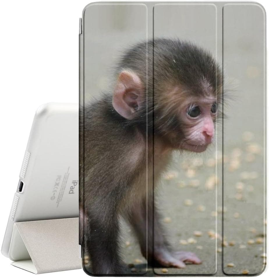 Graphic4You Cute Lilttle Monkey Animal Design Ultra Slim Case Smart Cover Stand [with Sleep / Wake Function] for Apple iPad 2017 (9.7")