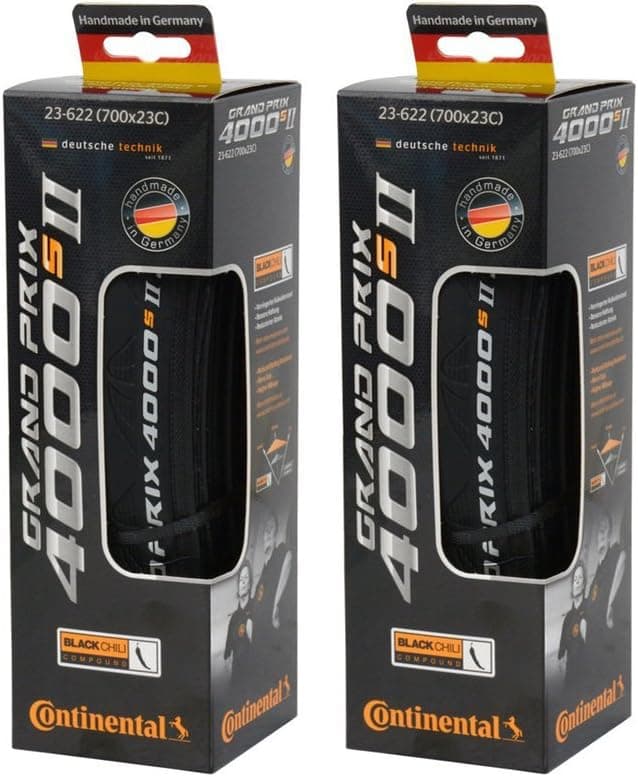 Continental Grand Prix 4000s II Cycling Tire (Bleck Set Of 2 Tires, 700 x 23C)