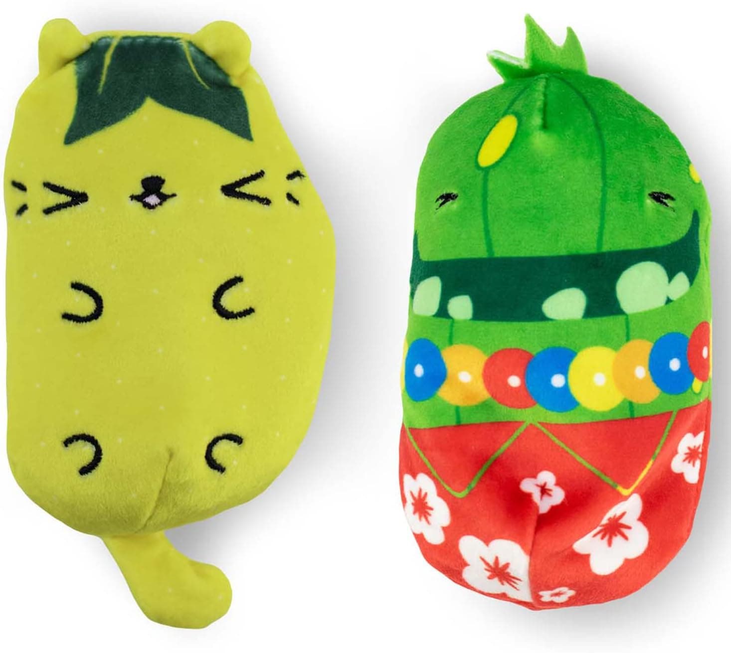 Cats vs Pickles - Sour Puss & Vacay Shawn - 2pk - 4" Squishy Bean Filled Plushies! Great Easter Basket Stuffers for Kids, Boys, & Girls! Collect as Desk Pets, Fidget Toys, or Sensory Toys,V1055