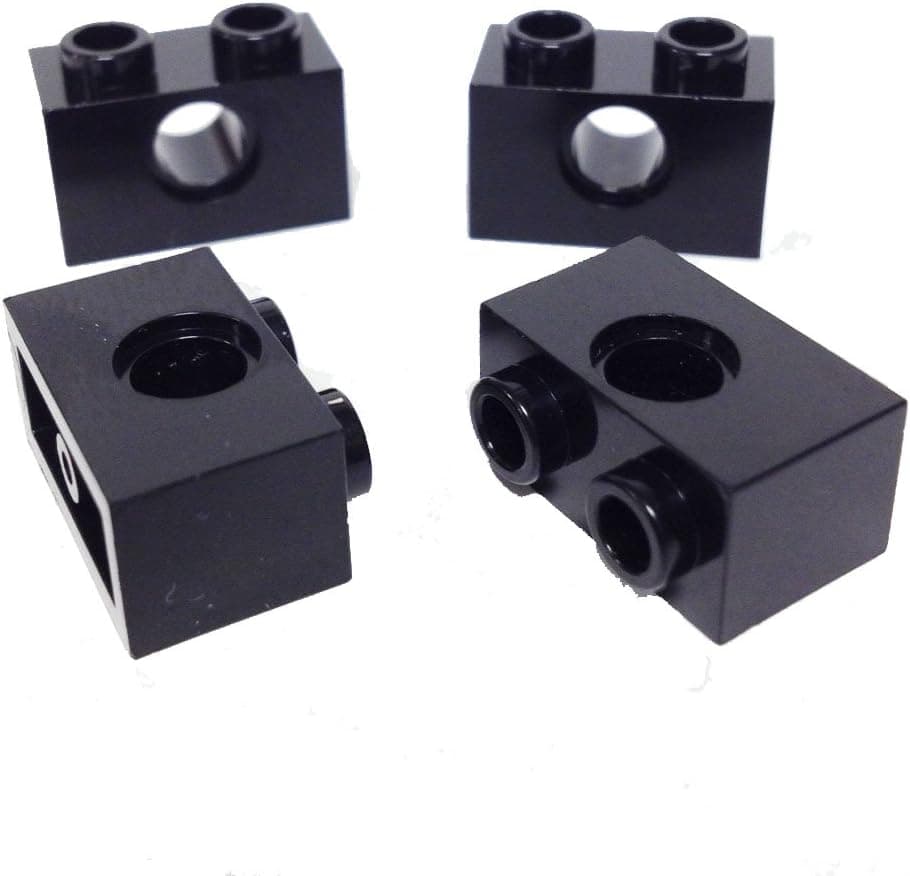 Lego Parts: Technic, Brick 1 x 2 with 1-Hole (Pack of 4 - Black)
