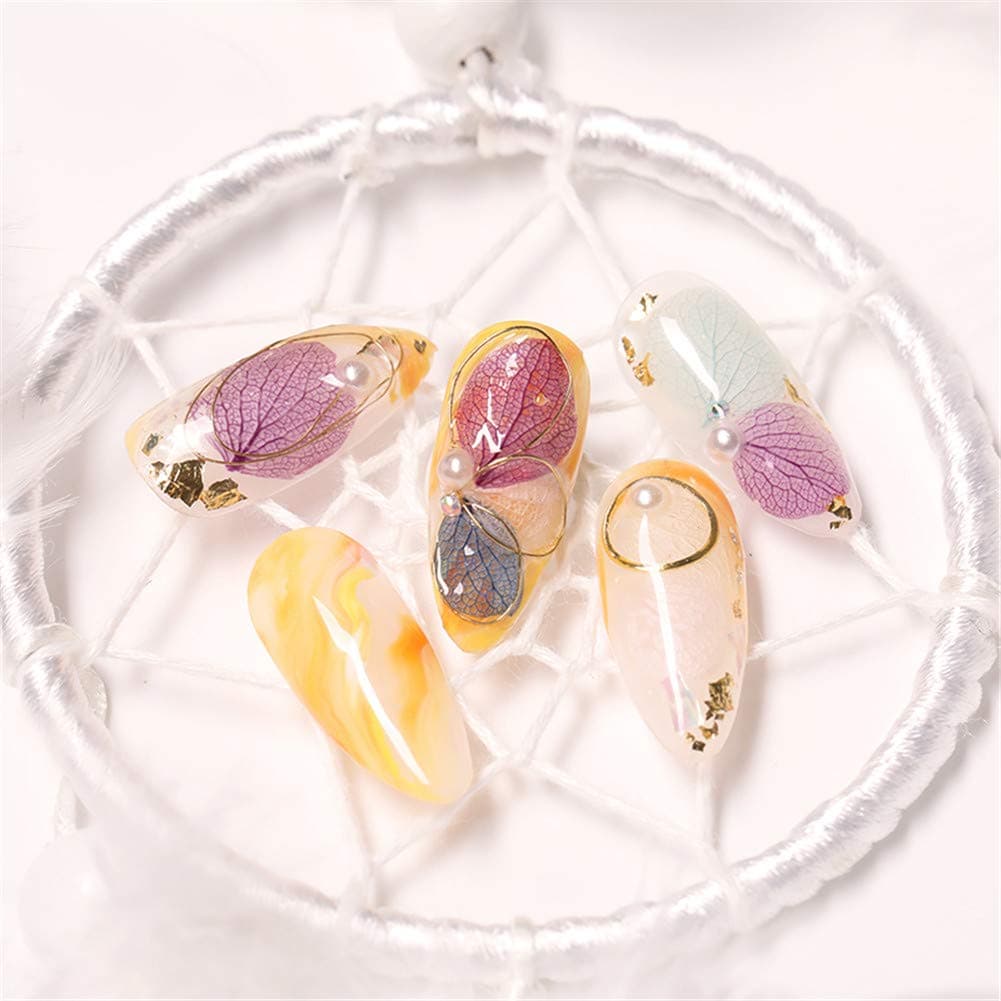 NICOLE DIARY 4 Boxes Dried Flowers DIY Nail Art Mixed Preserved Flower With Heart-Shaped Boxes Glass Bottle Decoration