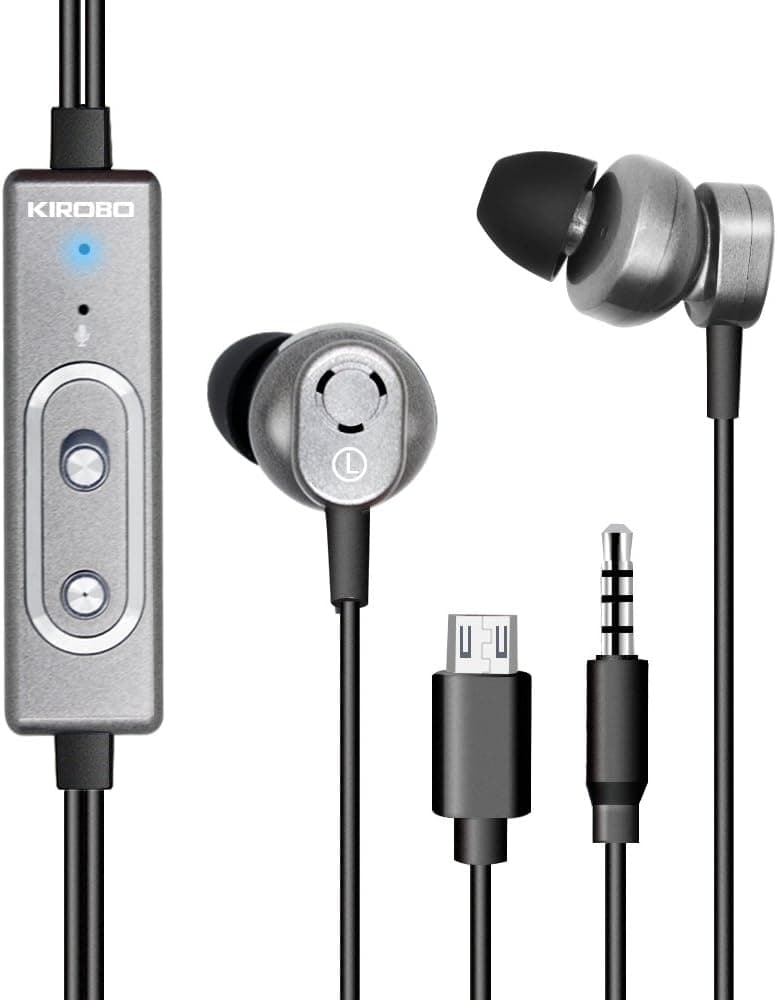 Kirobo Active In-ear Noise Cancelling Headphones Earphone Earbuds Handsfree With built-in Mic for Smartphones MP3 Players Computer PC etc - Grey