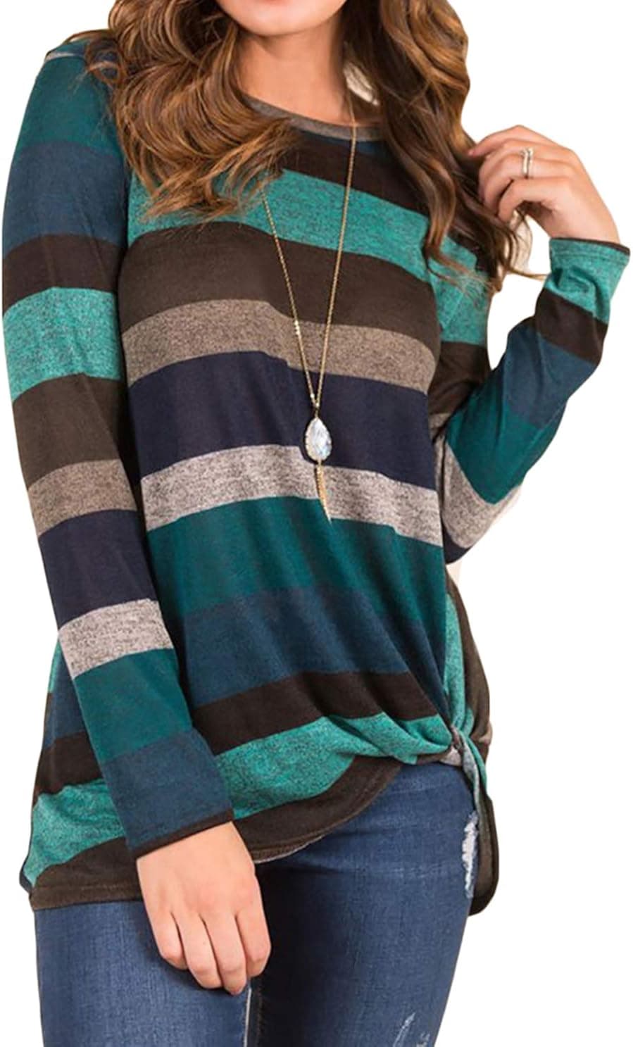 AMCLOS Womens V Neck Tie Dye Leopard Tops Check Color Block Tunic Casual Soft Long/Short Sleeve Shirts