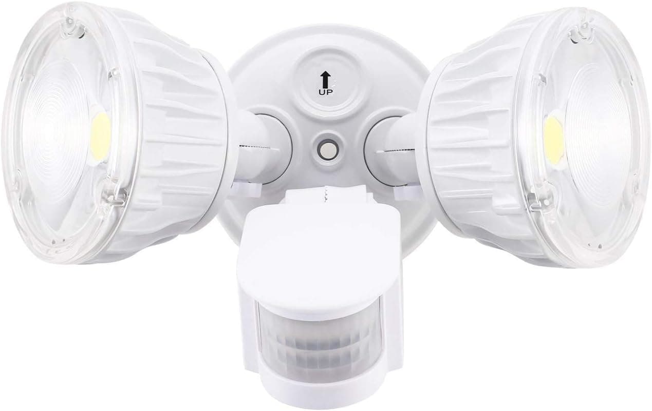 KGK 20W LED Outdoor Flood Light 5000K IP66 Waterproof Wall Light 2 Head LED Security Light 360° Rotating Cap with Motion Sensor for Outdoor Garden, Patio, Yard, Deck, Garage, Driveway