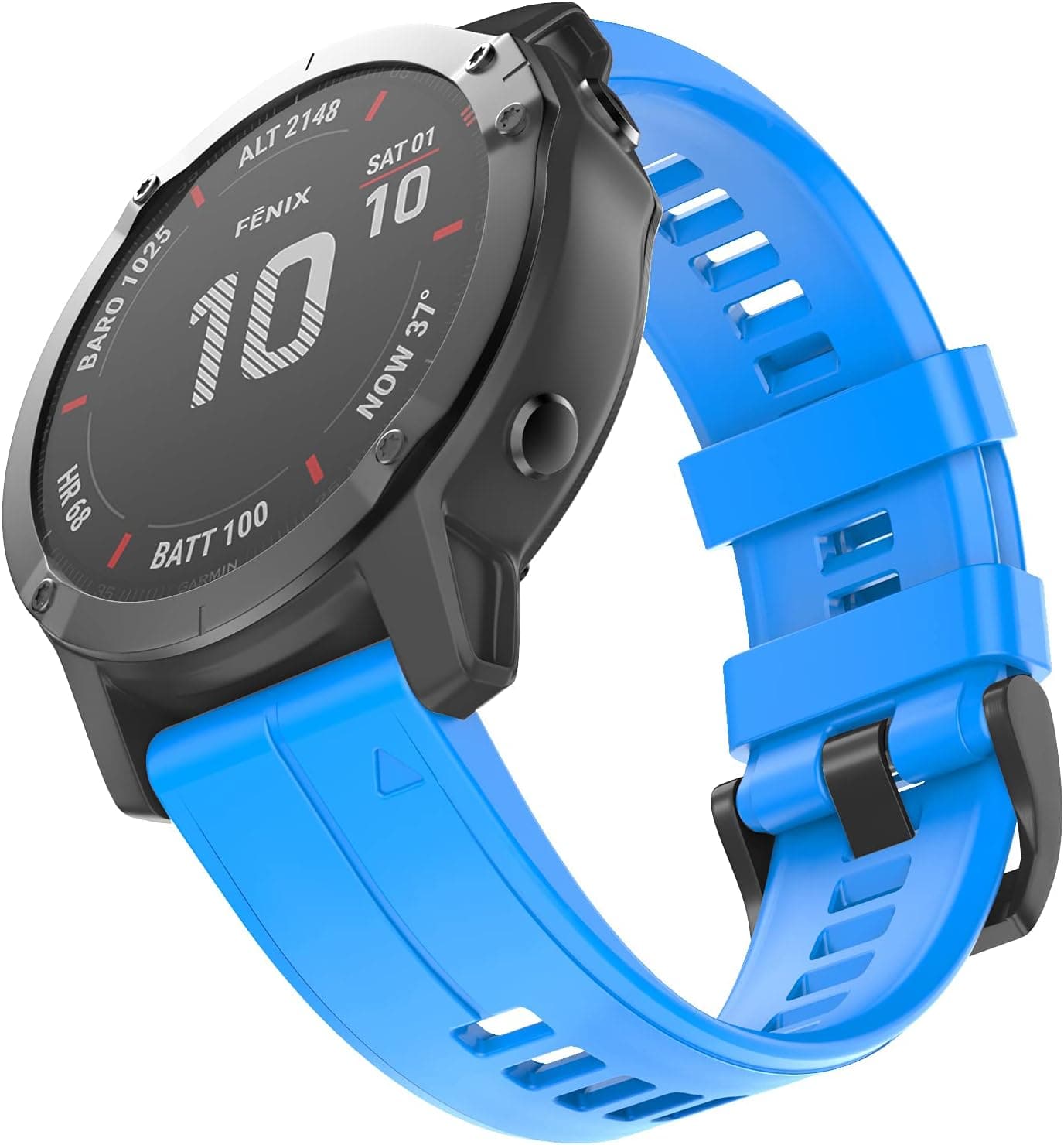 OVERSTEP Compatible with Garmin Fenix 5X Band 26mm Width Soft Silicone Watch Strap for Fenix 6X/Fenix 7X/Fenix 5X Plus/Fenix 6X Pro/Fenix 3/Fenix 3 HR/Tactix/Descent MK1/D2 Delta PX, Sky Blue