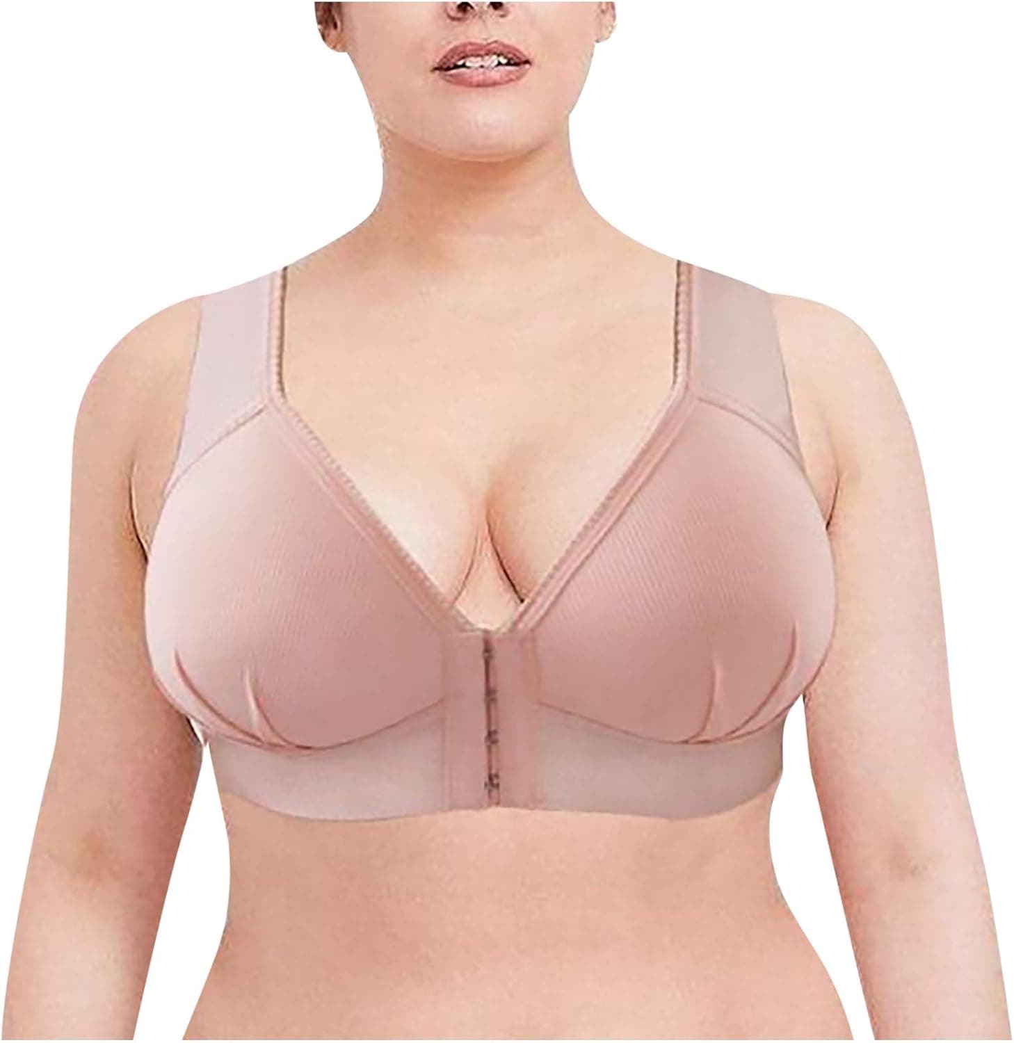 OPFWTYNAW Women's Front Closure Bra Wire Free Underwear One-Piece Bra 3/4 Cup Solid Fashion Everyday Bra