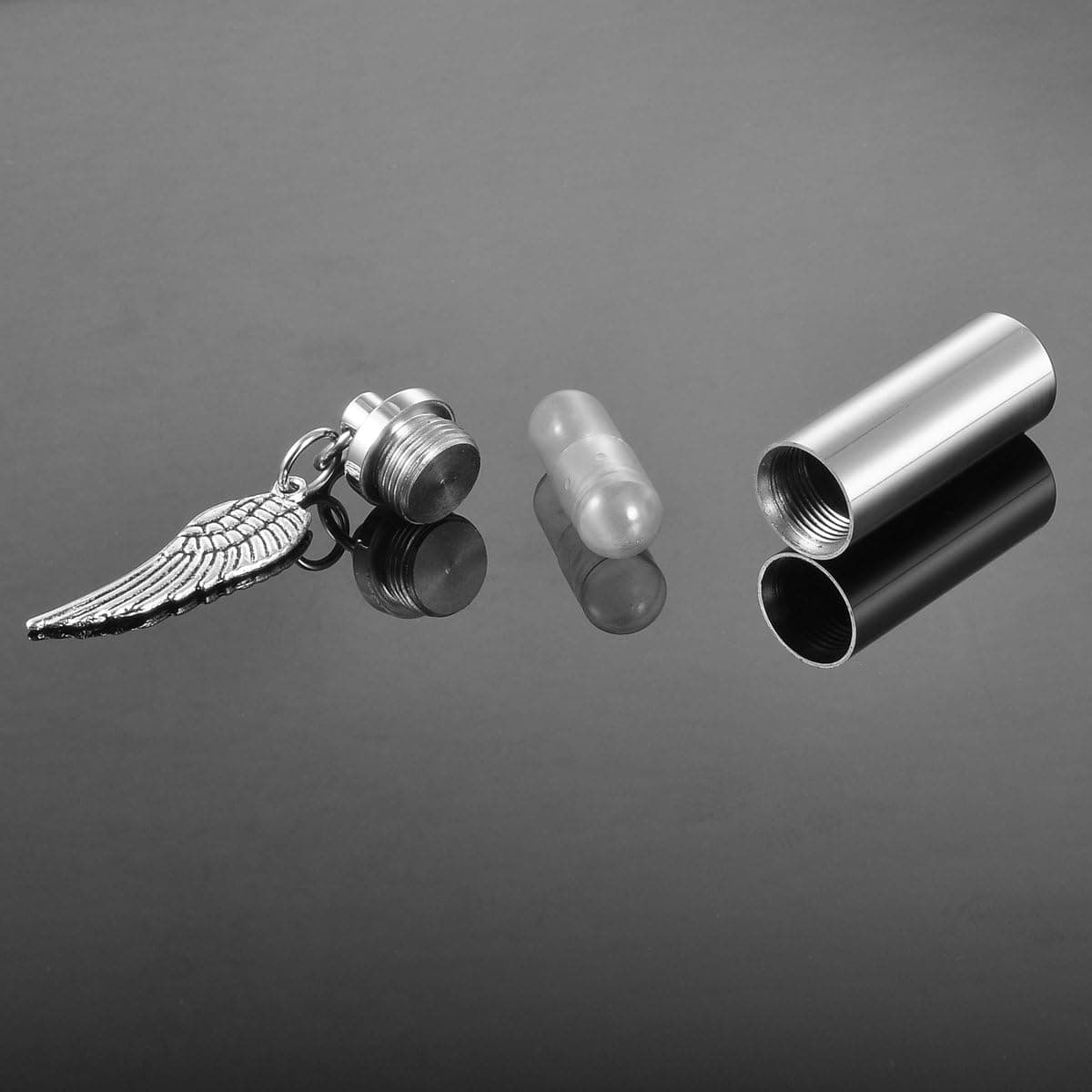 HooAMI Cremation Jewelry for Ashes Necklace for Men,Urn Necklaces for Ashes for Women Stainless Steel Urn Necklace Pendant with Angel Wing Charm