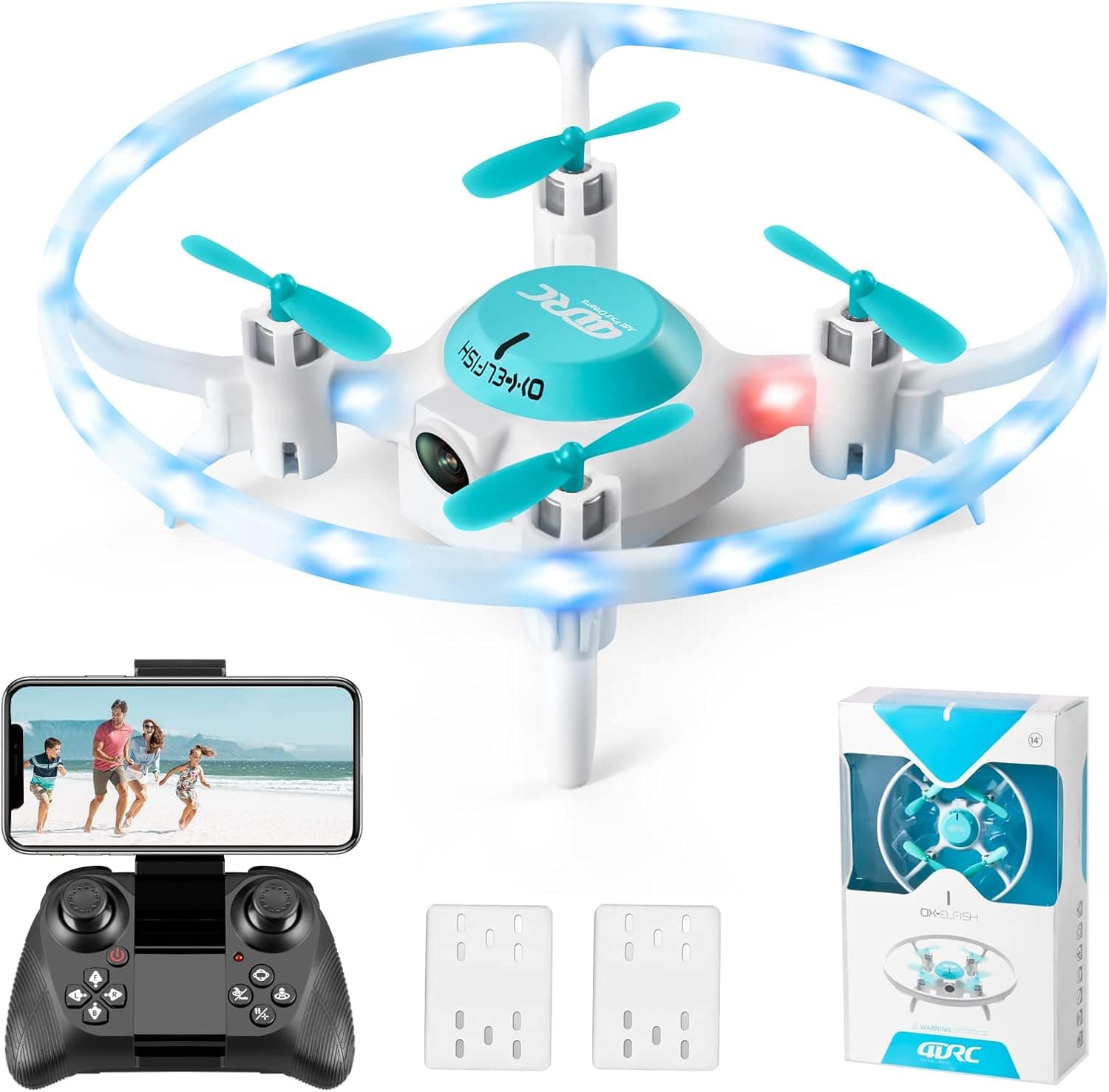 Mini Drone with Camera for Kids,DRONEEYE 4DV5 720P FPV Live Video Camera,LED Lights RC Quadcopter for Beginners,Boys and Girls Toys Gifts,Waypoints, Altitude Hold, Circle Fly,3D Flips,Blue