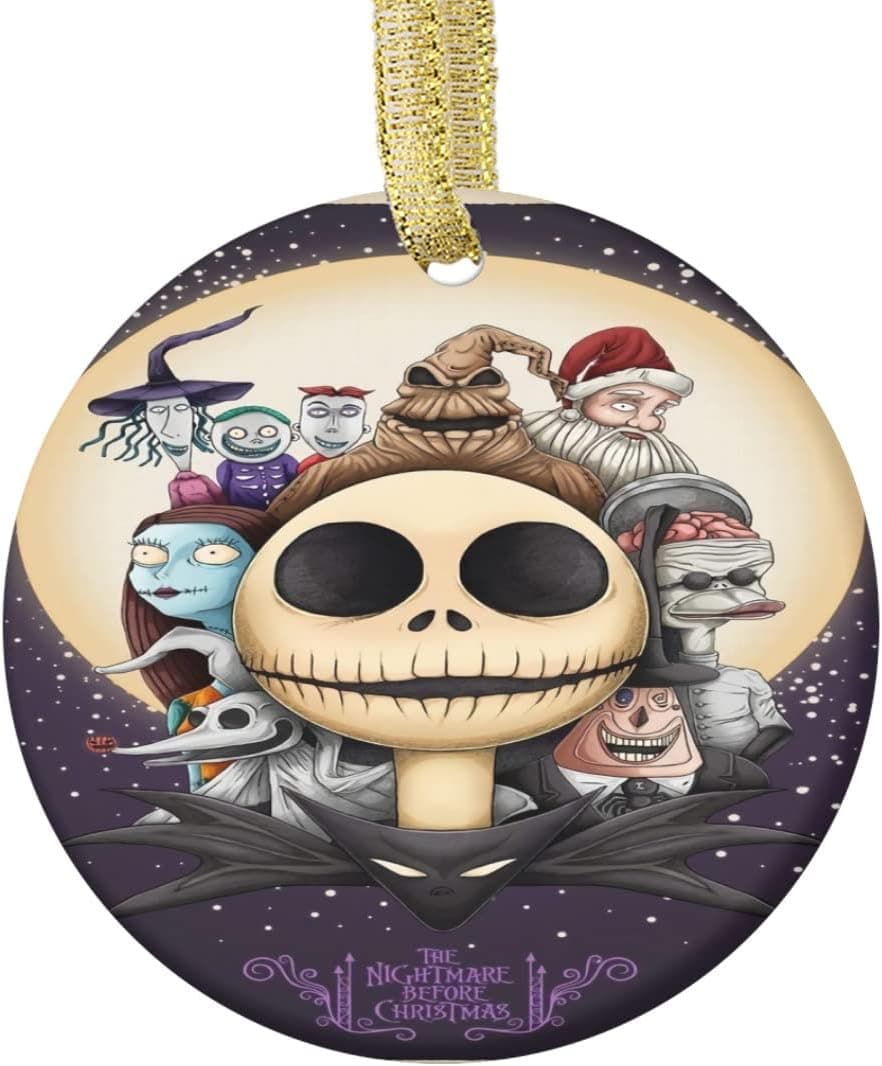 Maxi Toys Nightmare Before Christmas 10 Christmas Ornament Fashion Round Ceramic Christmas Tree Ornament Decorations Gifts Home Ornaments