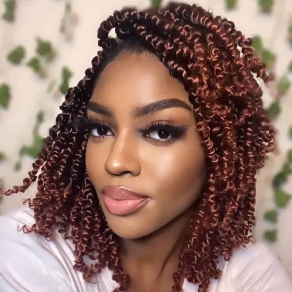 Pre looped Crochet Hair 10 Inch 8 Packs Pretwisted Passion Twist Crochet Hair YDDM Passion Twist Braids Crochet Short Passion Twist Hair Pretwisted Hair Extension(10 Inch, T350#)