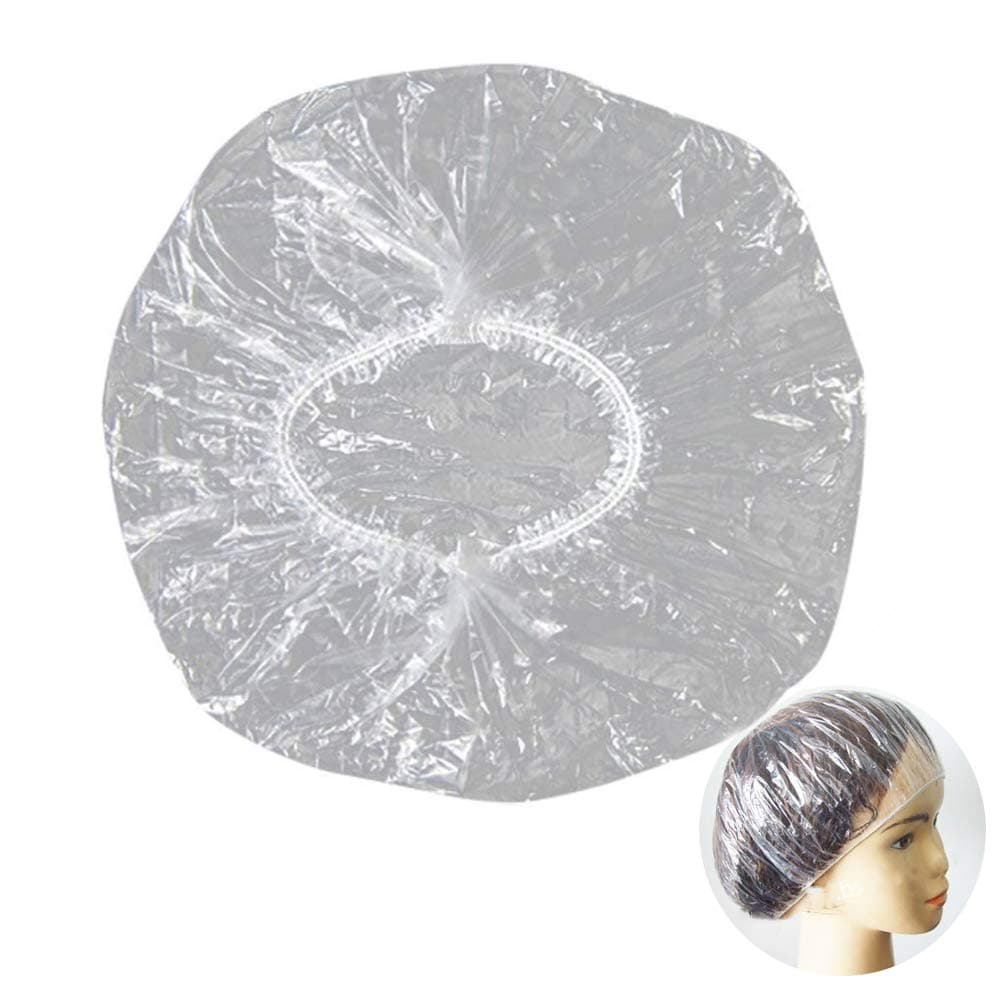 Baoiie 100 Pcs Disposable Shower Caps Thickening Women Waterproof Plastic Bath Caps