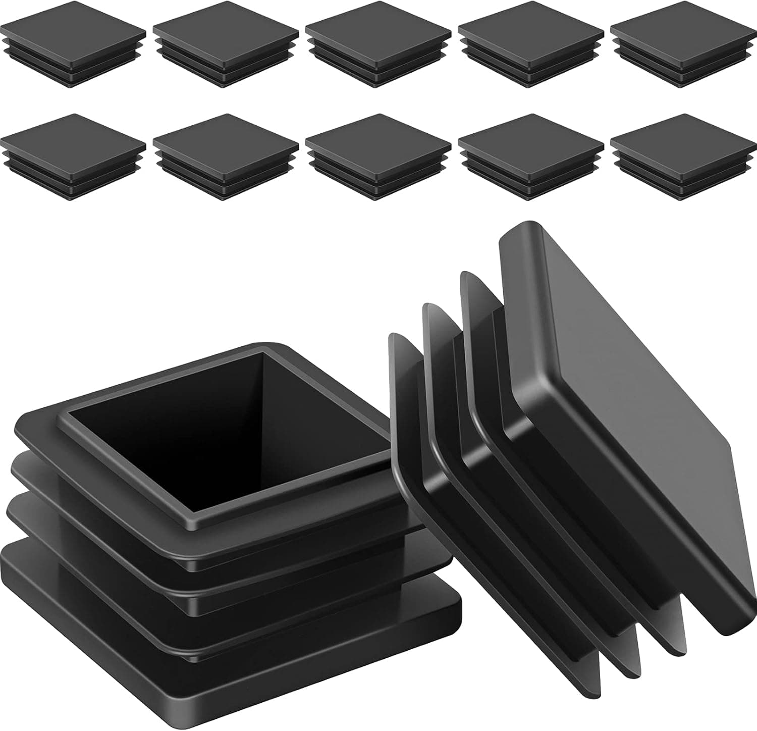 30 Pieces Square Plastic Plugs Tubing Post End Caps Chair Glide End Caps Glide Insert Pipe Covers Furniture Legs Replacement Caps for Fence Railings, Door Railing, Trailer Frame Ends (1.25 inch)