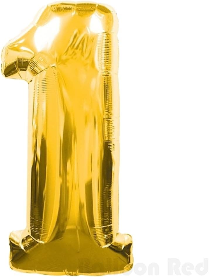 16 Inch Foil Mylar Balloons for Wall Decoration (Premium Quality, Air Fill Only), Glossy Gold, Number 1