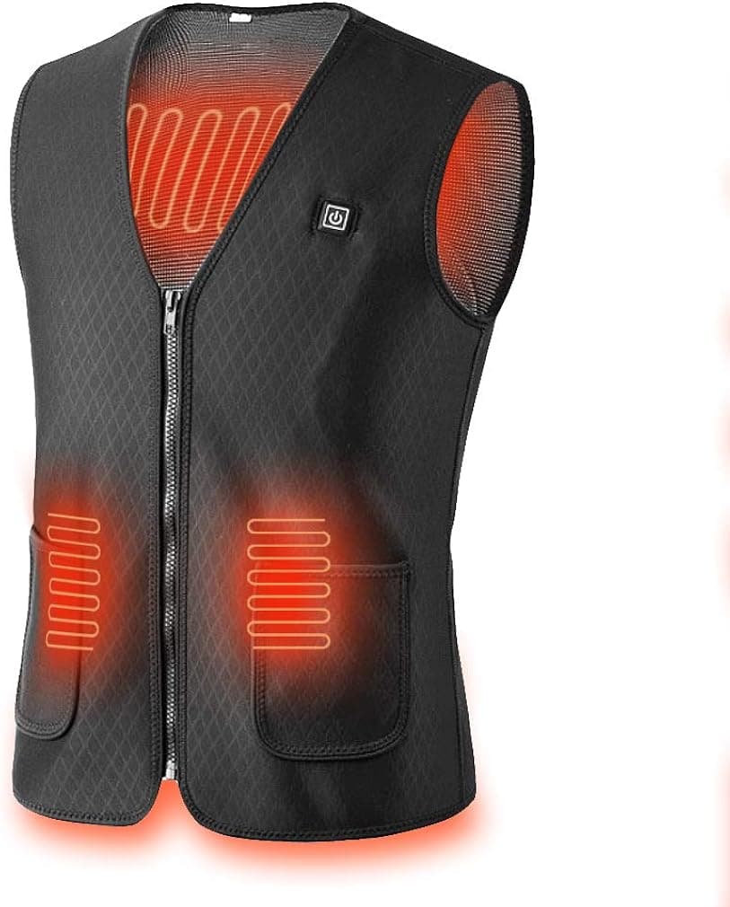 yidaco Heated Vest Lightweight for Men Women, 5V Electric Heating Vest Washable Body Warmer Heating Pad with 3 Temperature (Black, XL)