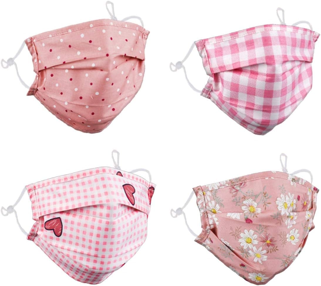Reusable Face Mask with Adjustable Ear Loops, Soft Fabric Washable Breathable Fold Layer Mask Cover, Cute Fashion Designer Madks for Women Men Adult Gift