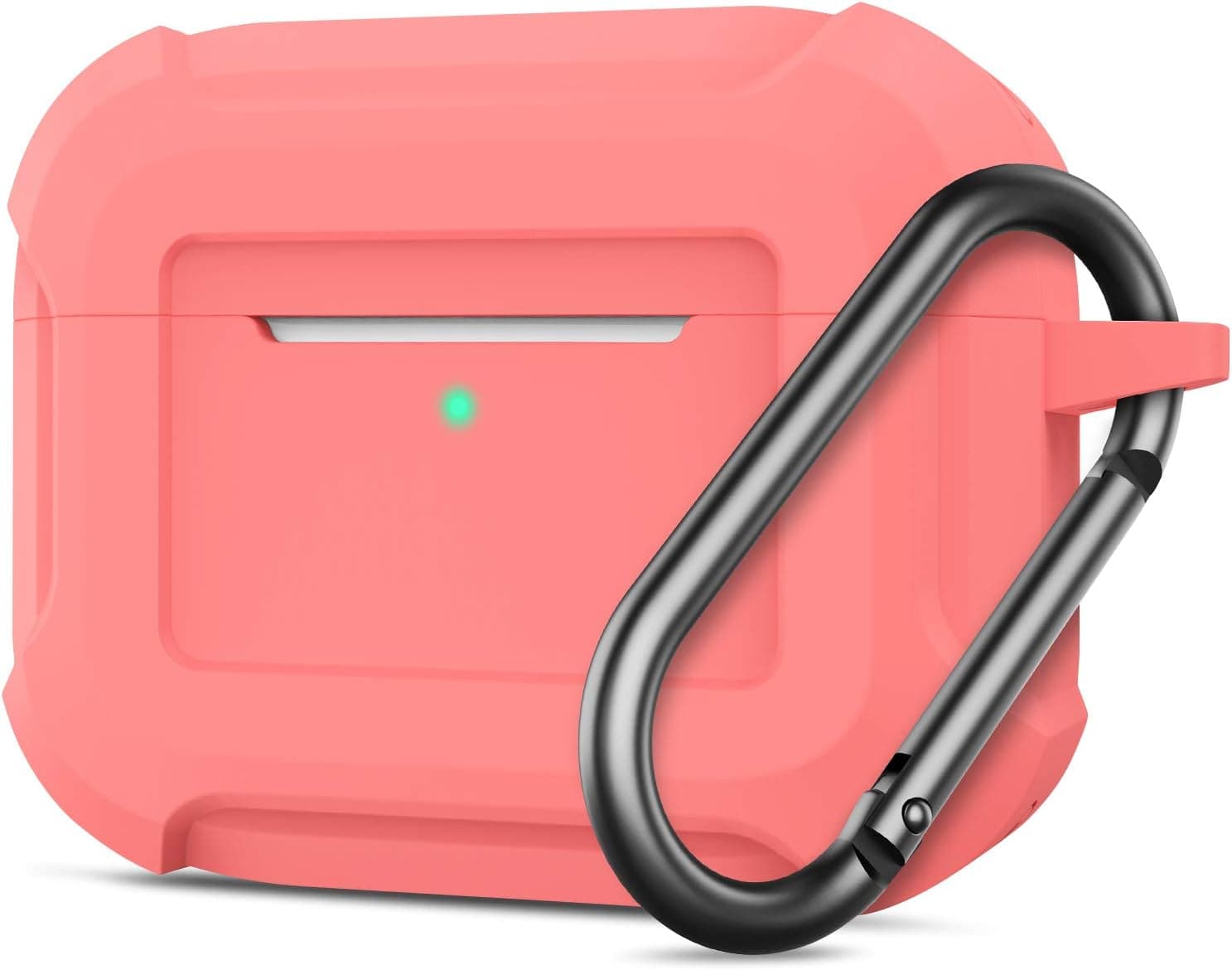 SATLITOG Silicone Case Designed for AirPods Pro Case, Full-Body Protective Silicone Cover with Carabiner for Apple AirPods Pro - Coral