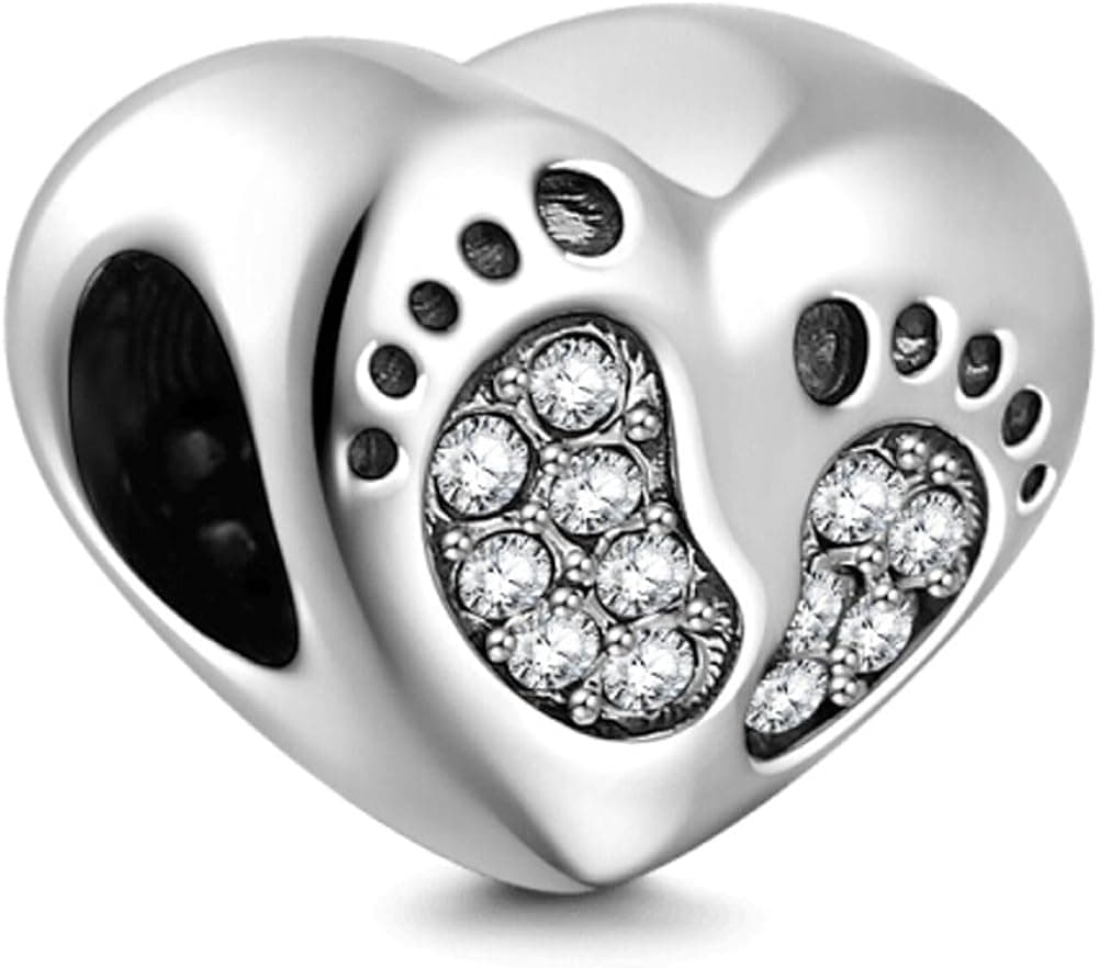 Everbling Best Friends Wedding Love Muisc Heart Baby Footprint Family 925 Sterling Silver Bead Fits European Charm Bracelet