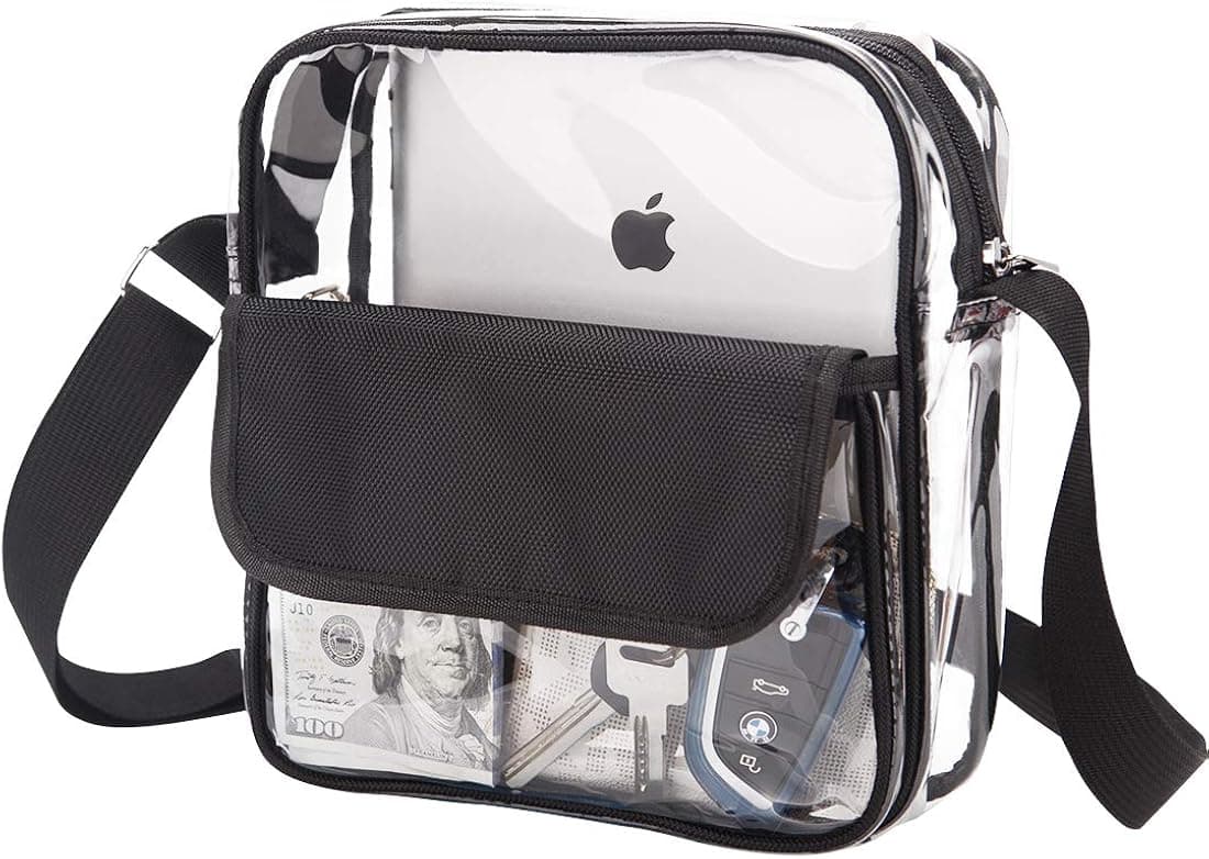 Clear Purse Stadium Bag, Transparent Bag Crossbody for Women,Clear Handbag See Through Tote Bag for Game Day,Sport Even,Rose Bowl,Concerts,Football