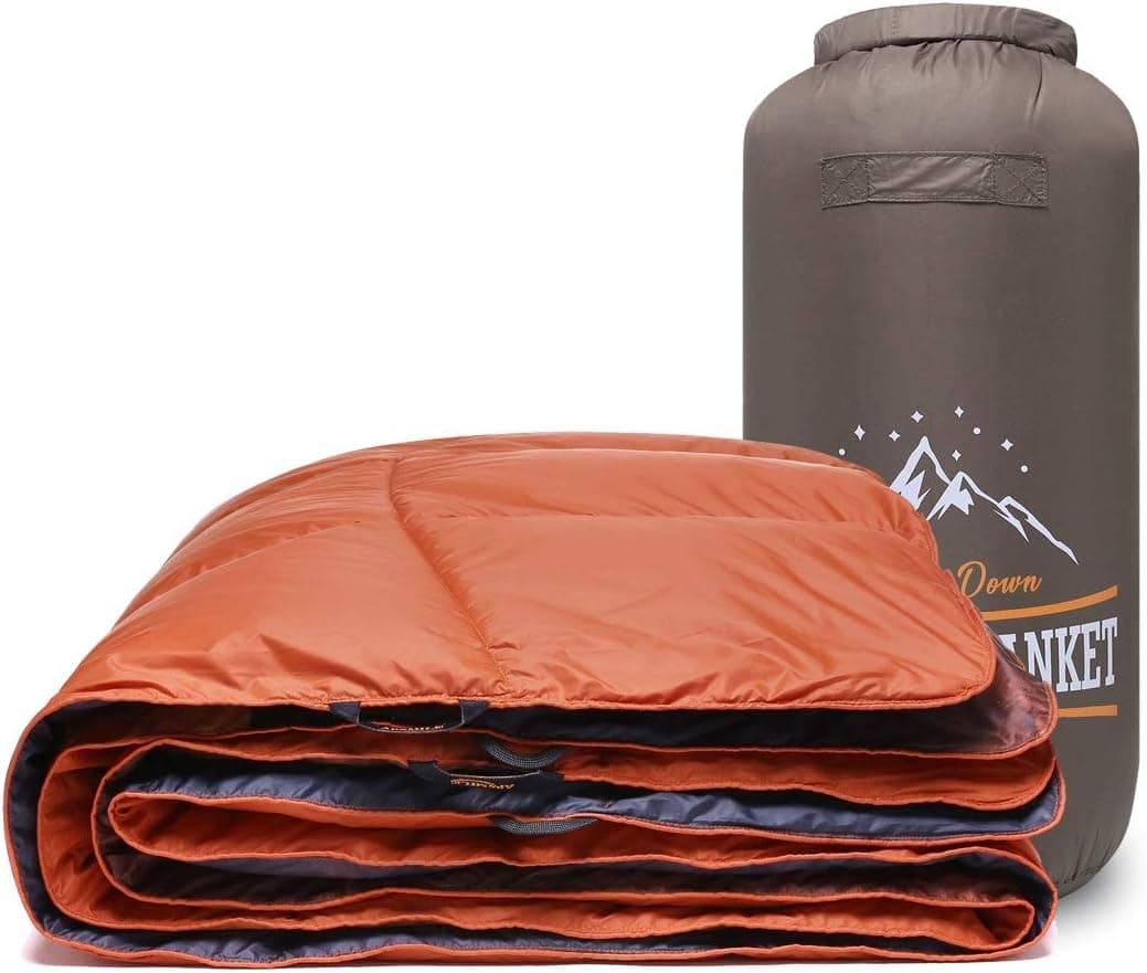 APSMILE Outdoor Portable Goose Down Blanket for Camping, Traveling, Hike, Picnics, Beach Trips - Warm, Lightweight, Waterproof, Windproof (54x80 Inches, Grand Canyon)