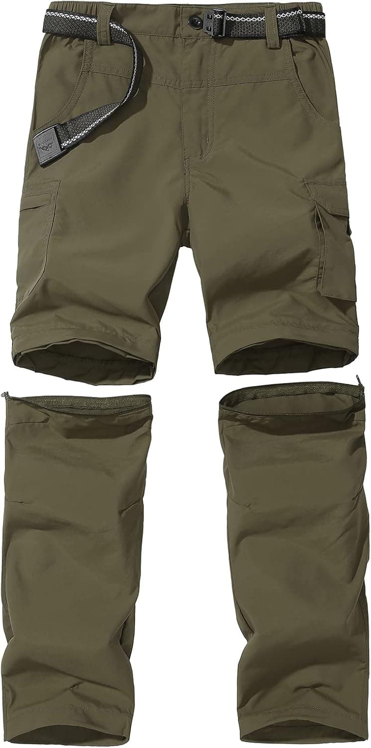 JOMLUN Boy’s Scout Pants Convertible Hiking Quick Dry Zip Off Pants Outdoor Climbing Casual Trouser Kids Youth Cargo Pants