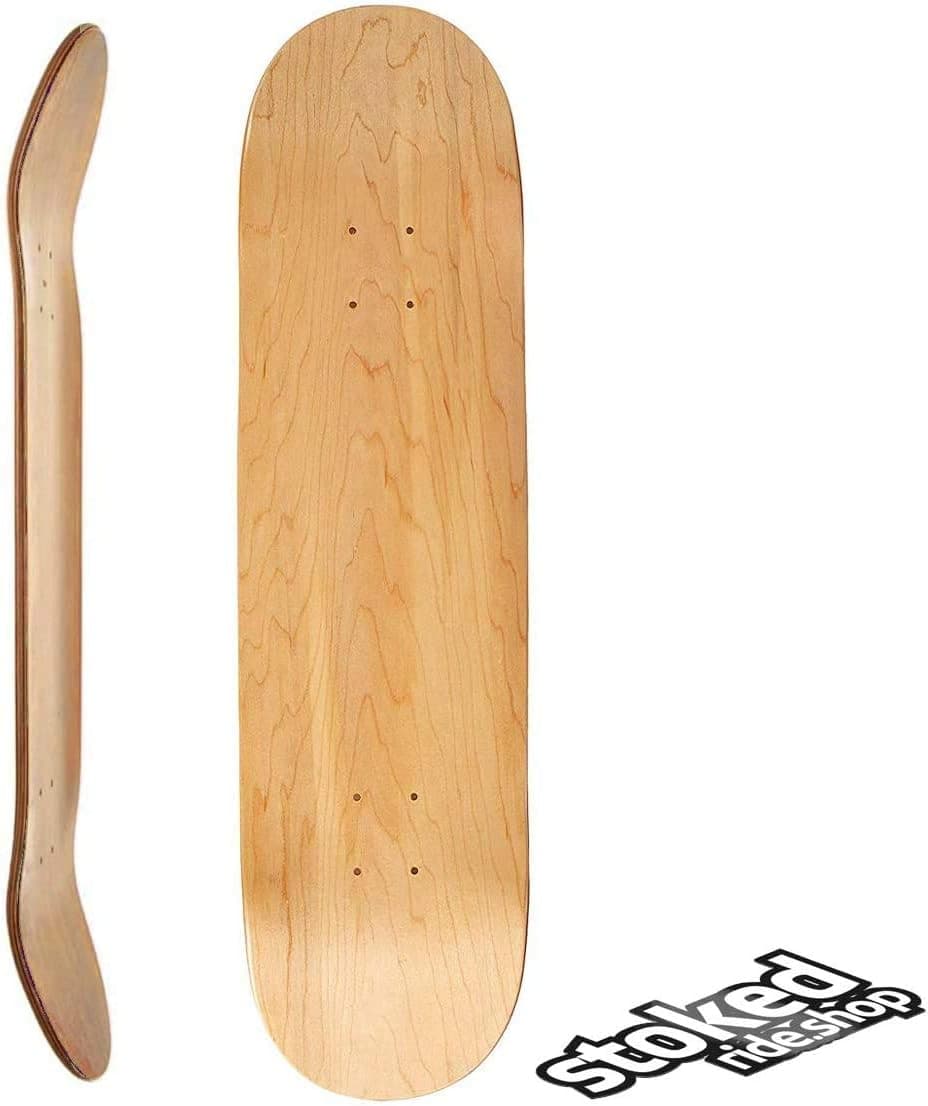 Stoked Ride Shop Blank Skateboard Deck - Professional Canadian Maple Blank Skateboard Decks Made in Mexico - All Size and Colors with Stickers
