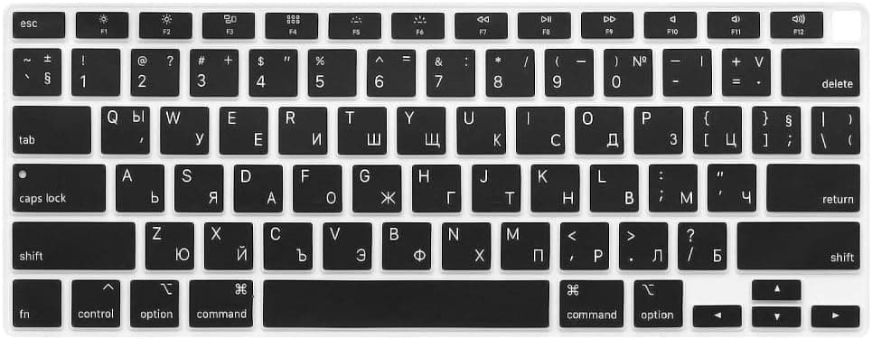 ProElife Russian Language Ultra Thin Silicone Keyboard Cover for 2020 MacBook Air 13 Inch A2179 (US Layout) with Touch ID Keyboard Accessories Protective Skin (NOT FIT 2018-2019 Air 13) (Black)