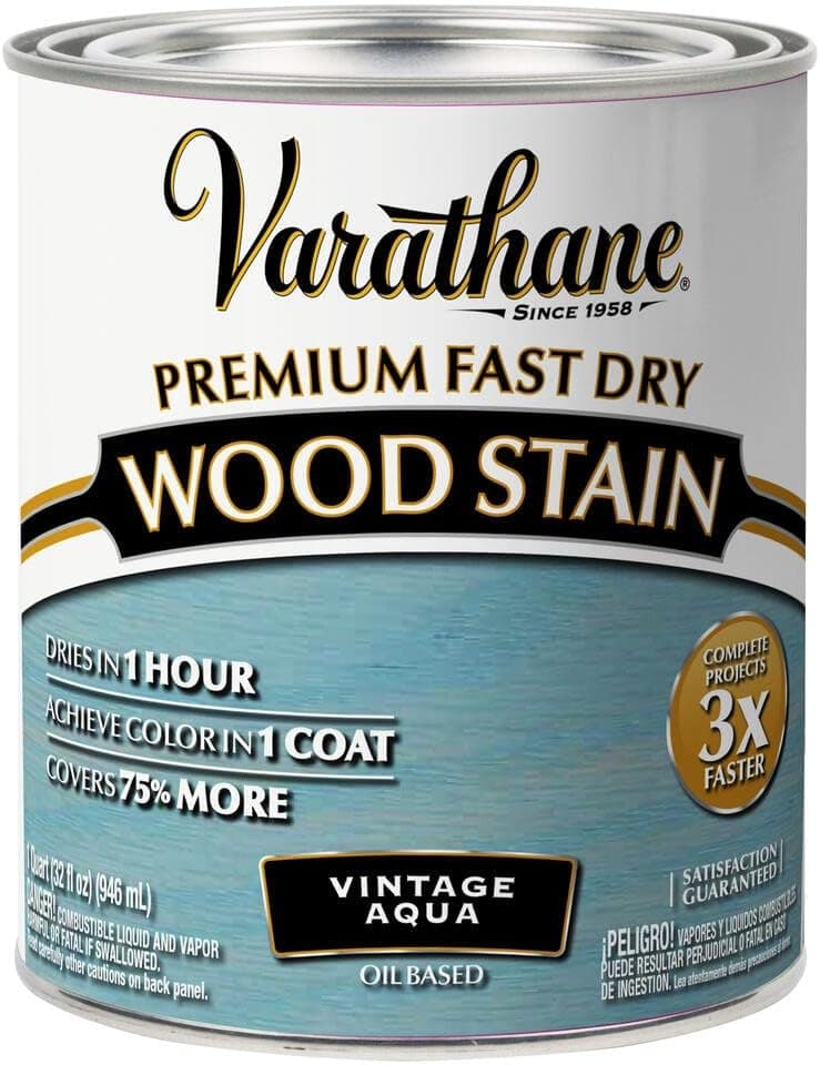 Varathane 297427 Premium Fast Dry Wood Stain, Vintage Aqua, 32 oz