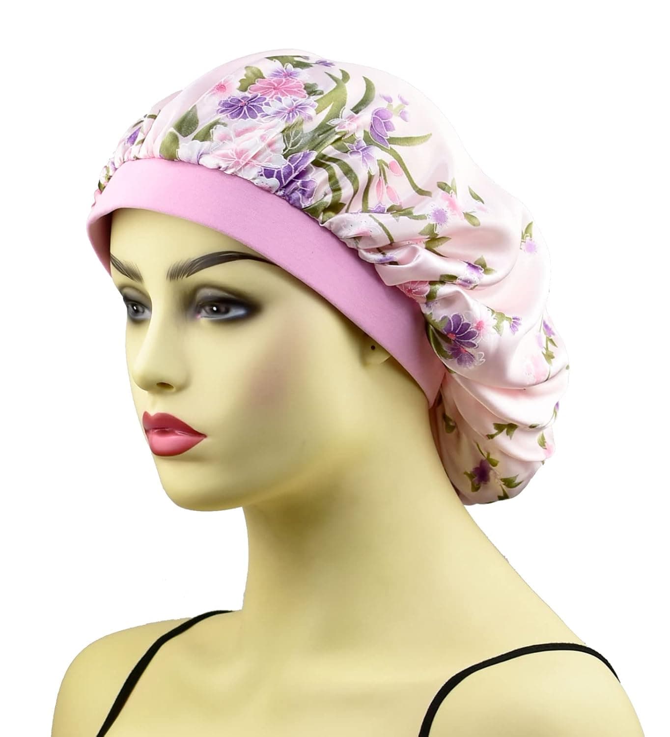 Silk Hair Bonnets Satin Sleep Caps for Women Curly Hair Cover Girls Night Cap Large Satin Bonnet Silk Hair Wrap for Sleeping