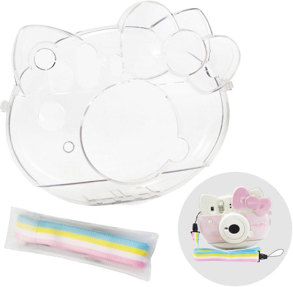 Katia Transparent Crystal Comprehensive Protection Case for Fujifilm Instax Mini Hello Kitty Instant Film Camera with Mini Camera Strap - Transparent