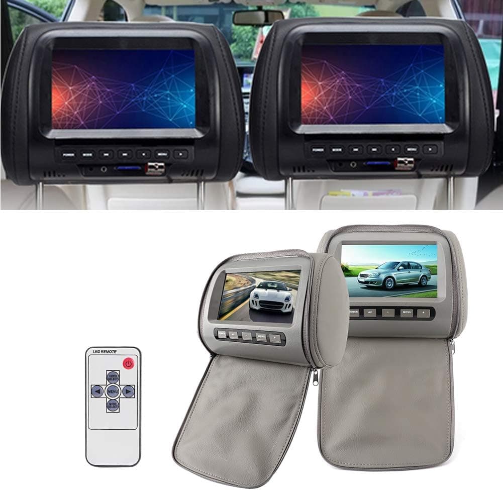 Headrest DVD Display, Dual Portable Car Headrest DVD Player Car Headrest Video Players 7in HD LCD Digital Touch Screen Car TV MP5 Player Support USB/SD/TV Wireless Remote Control