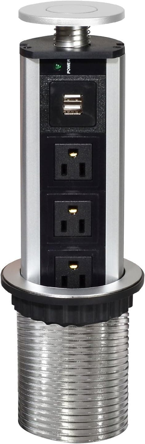 BINGONE Pulling Desktop Hide Outlet Power, Plastic & Aluminium, Glossy Chroming Top