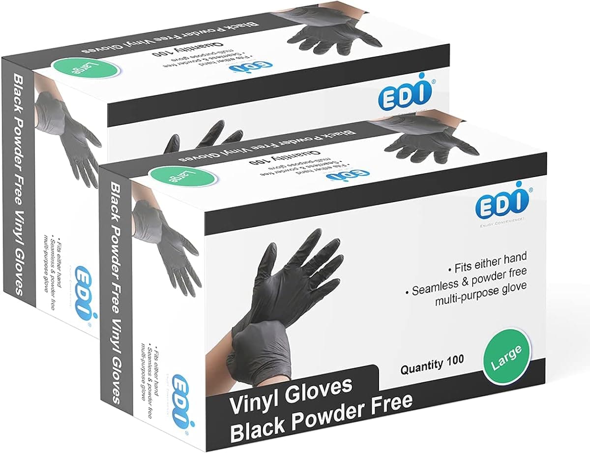EDI Black Vinyl Gloves