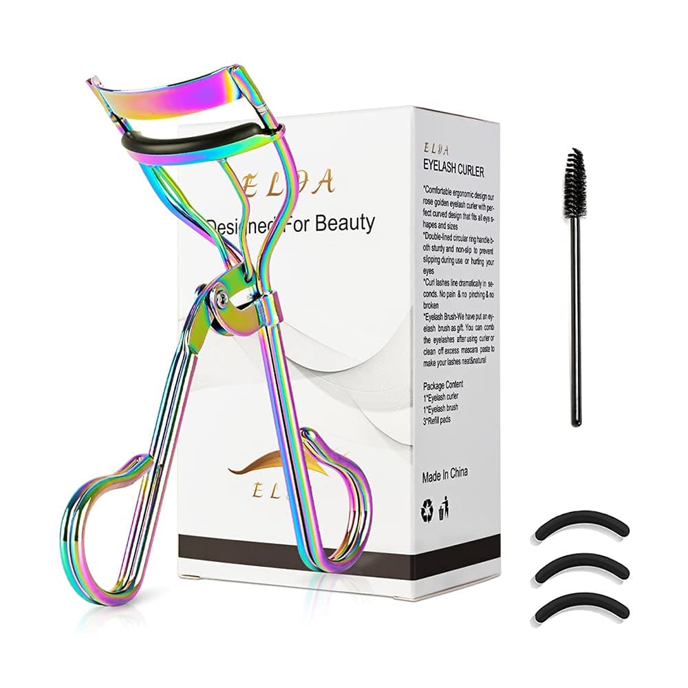 ELDA Eyelash Curler Golden Professional Lash Curler Set for Women with Eyelash Brush & Refill Replacement Pads Lashes Curler No Pinching Eyelashes Curler Fits All Eye Shapes