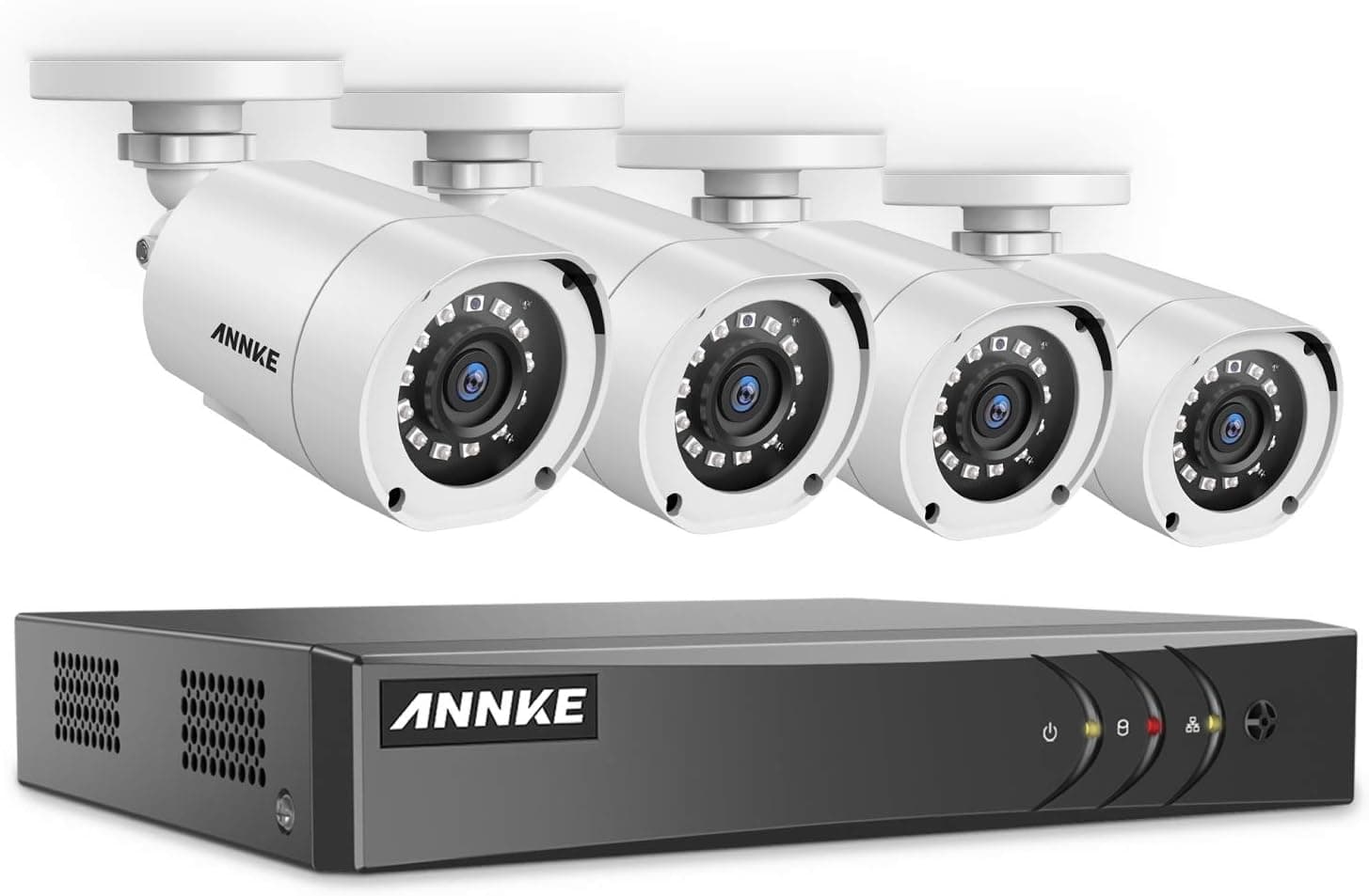 ANNKE Y200 Security Camera Systems 4CH 1080P Lite H.264+ DVR and (4) 1080P Outdoor CCTV Camera System, Super Night Vision, Email Alert with Snapshots, NO HDD