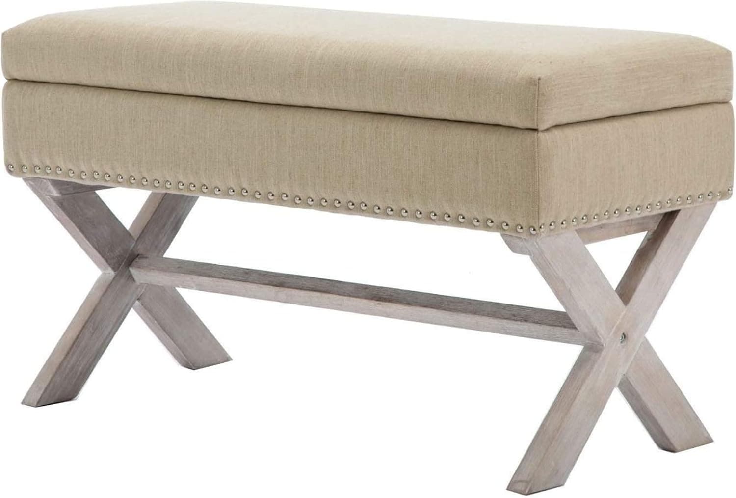 CIMOO Bedroom Storage Ottoman Bench Fabric Upholstered Bed Bench Accent Hallway Bench for End of Bed, Entry, Kitchen, Dining Room-36 Inch, Beige